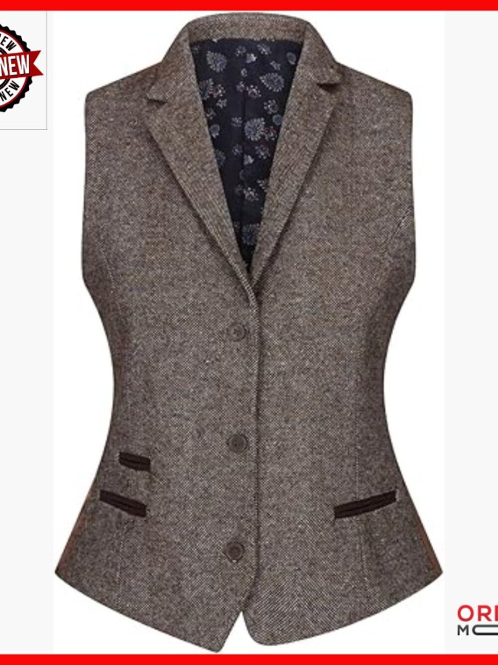 Wool Blend Tweed Waistcoat Vest Slim Fit 1920s Vintage Style Formal Wear